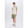 Defacto D9494 Haki Regular Fit Beli Bağcıklı Kargo Cepli Şort