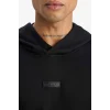 Defacto D7364 Siyah DeFactoFit Standart Fit Kapüşonlu Skuba Dalgıç Kumaş Sporcu Sweatshirt