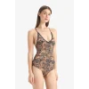Defacto E3901 Siyah Regular Fit Leopar Desenli Mayo-Fall in Love