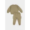 Defacto E4910 Haki Erkek Bebek 2li Takım Dinazor Baskılı Sweatshirt Beli Lastikli Eşofman Altı