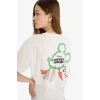 Defacto F5167 Beyaz Coool Disney Mickey & Minnie Oversize Geniş Kalıp Baskılı Kısa Kollu Tişört