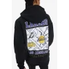Defacto D8489 Siyah DeFactoFit NBA Los Angeles Lakers Oversize Geniş Kalıp Kapüşonlu Kalın Sweatshirt