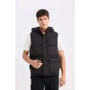 Defacto D6285 Siyah Regular Fit Kapüşonlu Fermuarlı Cepli Şişme Yelek