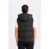 Defacto D6285 Siyah Regular Fit Kapüşonlu Fermuarlı Cepli Şişme Yelek