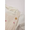 Defacto D9096 Pembe Kız Bebek 3lü Takım Müslin Çiçekli Uzun Kollu Tişört Salopet Elbise Külotlu Çorap