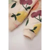 Defacto E0201 Bej Kız Bebek 2li Takım Meyve Desenli Bisiklet Yaka Sweatshirt Beli Lastikli Eşofman Altı