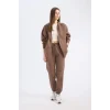 Defacto S7370 Kahve Standart Fit Kalın Jogger Eşofman Altı Bel Paça Lastikli Basic Düz Uzun Boy