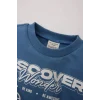 Defacto D7922 Mavi Erkek Bebek 2li Takım Baskılı Sweatshirt Beli Lastikli Eşofman Altı