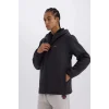 Defacto D6178 Antrasit DeFactoFit Su İtici Regular Fit Kapüşonlu Fermuarlı Softshell Mont