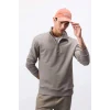 Defacto X7405 Haki Comfort Regular Fit Rahat Kalıp Fermuarlı Dik Yaka Basic Düz Sweatshirt