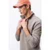 Defacto X7405 Haki Comfort Regular Fit Rahat Kalıp Fermuarlı Dik Yaka Basic Düz Sweatshirt
