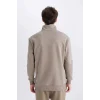 Defacto X7405 Haki Comfort Regular Fit Rahat Kalıp Fermuarlı Dik Yaka Basic Düz Sweatshirt