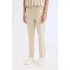 Defacto Z6475 Bej %100 Pamuk Keten Görünümlü Yazlık Jogger Pantolon Dar Paça Beli Bağcıklı Lastikli Cepli