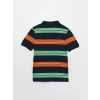LCW Kids Turuncu Polo Yaka Çizgili Kısa Kollu Erkek Çocuk Tişört