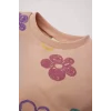 Defacto E0200 Pembe Kız Bebek 2li Takım Çiçekli Bisiklet Yaka Sweatshirt Beli Lastikli İspanyol Paça Alt