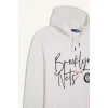 Defacto D8513 Ekru DeFactoFit NBA Brooklyn Nets Oversize Geniş Kalıp Kapüşonlu Kalın Sweatshirt
