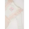 Defacto D9094 Pembe Kız Bebek 2li Takım Çiçekli Uzun Kollu Krinkıl Kumaş Tişört Salopet Tulum