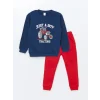 LCW Kids Indigo Bisiklet Yaka Uzun Kollu Erkek Bebek Sweatshirt ve Eşofman Alt 2li Takım
