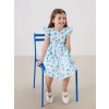 LCW Kids Mavi Bisiklet Yaka Çiçekli Kız Çocuk Poplin Elbise