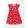 LCW Kids Kirmizi Bisiklet Yaka Çiçekli Kız Çocuk Poplin Elbise