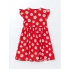LCW Kids Kirmizi Bisiklet Yaka Çiçekli Kız Çocuk Poplin Elbise