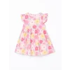 LCW Kids Pembe Bisiklet Yaka Çiçekli Kız Çocuk Poplin Elbise