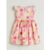 LCW Kids Pembe Bisiklet Yaka Çiçekli Kız Çocuk Poplin Elbise