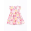 LCW Kids Pembe Bisiklet Yaka Çiçekli Kız Çocuk Poplin Elbise