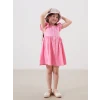 LCW Kids Pembe Pileli Kız Çocuk Keten Görünümlü Gömlek Elbise