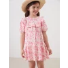 LCW Kids Pembe Çiçekli Krinkle Fırfırlı Kız Çocuk Elbise