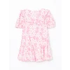 LCW Kids Pembe Çiçekli Krinkle Fırfırlı Kız Çocuk Elbise