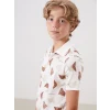 LCW Kids Kahverengi Polo Yaka Desenli Penye Erkek Çocuk Tişört
