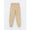 LCW Kids Bej Beli Lastikli Kız Çocuk Kargo Jogger Pantolon