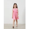 LCW Kids Pembe Önden Düğmeli Müslin Kız Çocuk Elbise