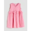 LCW Kids Pembe Önden Düğmeli Müslin Kız Çocuk Elbise