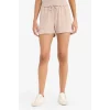 Defacto D3327 Bej Regular Fit Esnek Belli Bağcıklı Bermuda Şort