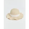 LCW baby Bej Şerit Detaylı Kız Bebek Hasır Şapka