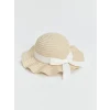 LCW baby Bej Şerit Detaylı Kız Bebek Hasır Şapka