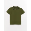 LCW Kids Yeşil Polo Yaka Baskılı Kısa Kollu Erkek Çocuk Tişört