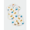 LCW baby Ekru Polo Yaka Kısa Kollu Baskılı Erkek Bebek Pijama Takım