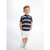 LCW Kids Indigo Polo Yaka Kısa Kollu Nakışlı Erkek Bebek Tişört
