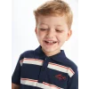 LCW Kids Indigo Polo Yaka Kısa Kollu Nakışlı Erkek Bebek Tişört