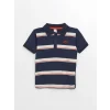 LCW Kids Indigo Polo Yaka Kısa Kollu Nakışlı Erkek Bebek Tişört