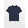 LCW Kids Indigo Polo Yaka Kısa Kollu Nakışlı Erkek Bebek Tişört