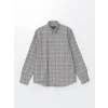 LCWAIKIKI Classic Gri Regular Fit Uzun Kollu Ekose Gabardin Erkek Gömlek