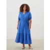 LCWAIKIKI Classic Mavi Kaçık Yaka Müslin Kadın Elbise