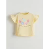 LCW baby Sari Bisiklet Yaka Baskılı Kız Çocuk Tişört ve Şort 2li