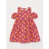 LCW baby Pembe Bisiklet Yaka Desenli Kız Bebek Elbise