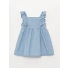 LCW baby Indigo Kare Yaka Askılı Kız Bebek Jean Elbise