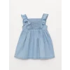LCW baby Indigo Kare Yaka Askılı Kız Bebek Jean Elbise